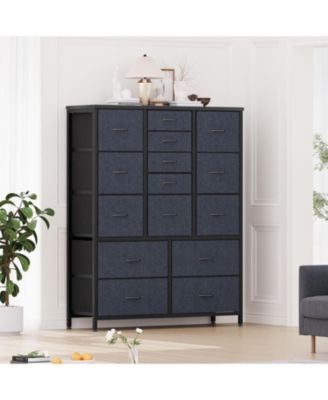 15 Drawers Dressers, Chest of Drawers with Wood Tabletop, Metal Frame, Storage Organizer Unit with Fabric