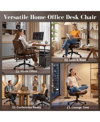 Ergonomic Mid Back Swivel Office Chair, Extra Wide Comfy Desk Chair with Lumbar Support, Height Adjustable Home Office Task Chair