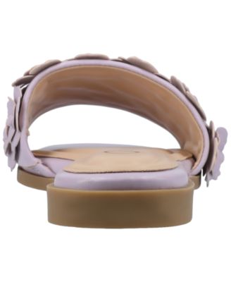 Women's Azalea Embellished Square Toe Floral Flat Sandals