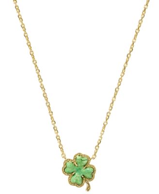 14k Gold-Plated Magnesite Clover Adjustable 17-1/2" Pendant Necklace	