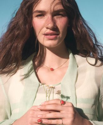 14k Gold Over Brass Lady Bug Short Pendant Necklace