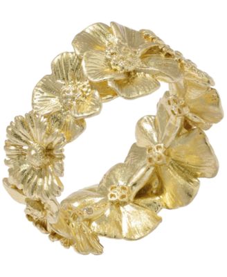 14k Gold Over Brass Cailey Flower Band Ring