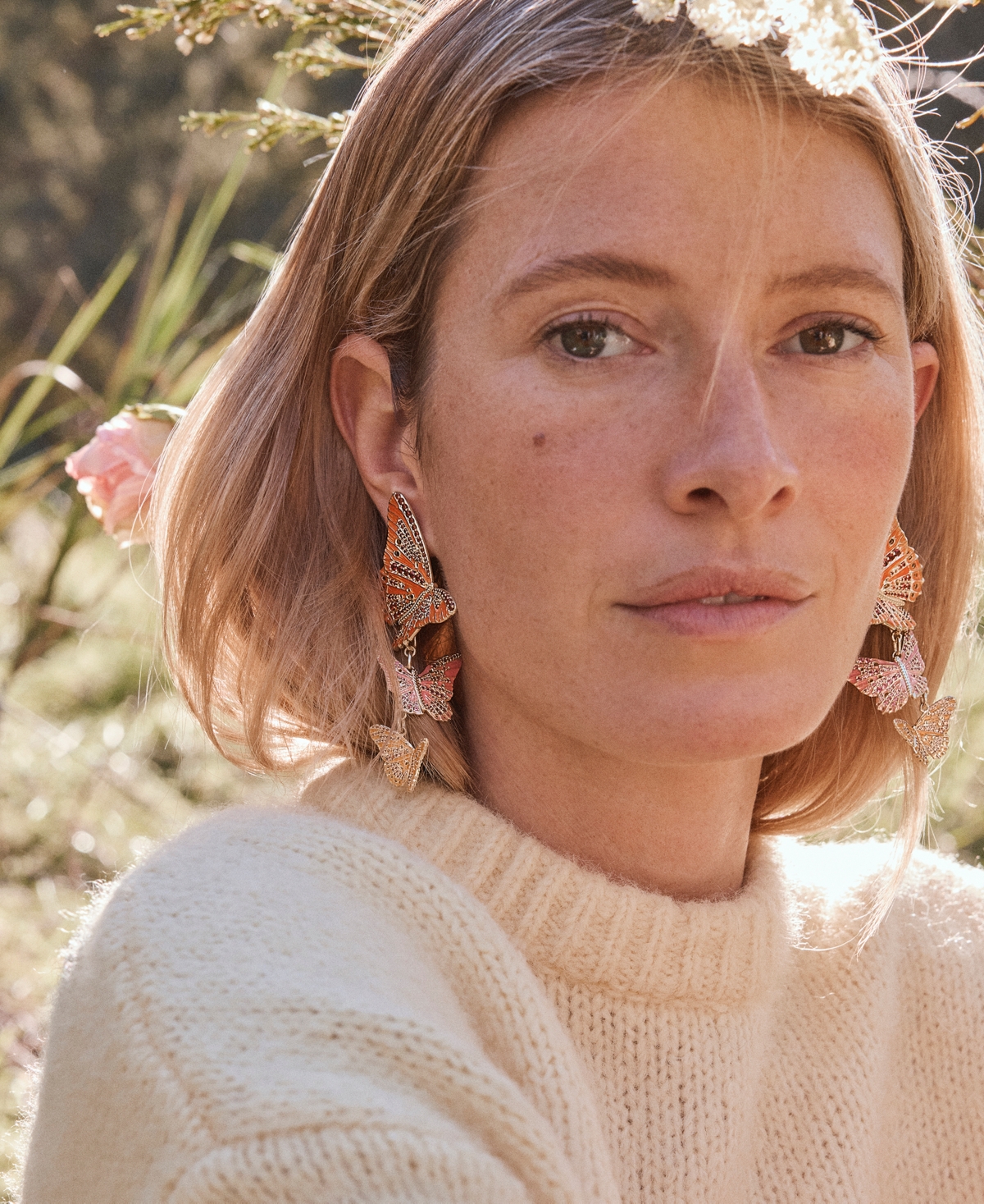 Kendra Scott Nano Gem and 14k Gold Over Brass Cailey Enamel Butterfly Statement Earrings