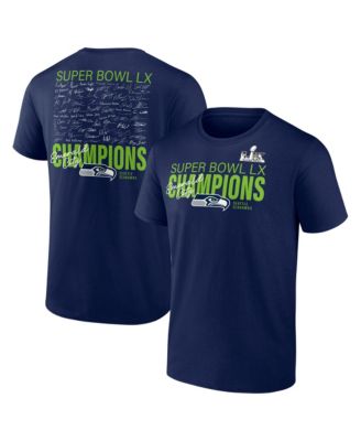 Men's Navy Seattle Seahawks Super Bowl LX Champions Autograph Signing T-Shirt