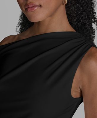 Women's Sleeveless Ruched Boat Neck Top