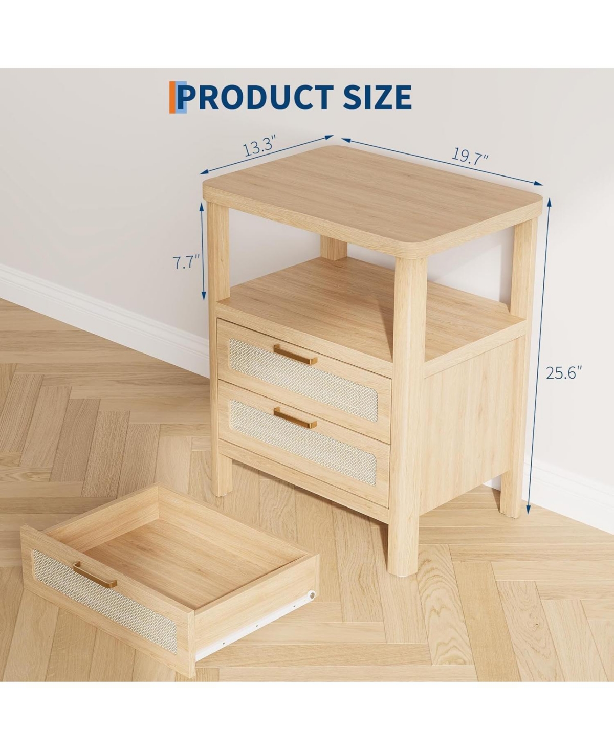 gaomon Fluted Farmhouse Night Stand with Charging Station