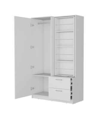 Thatcher Armoire- wardrobe, shoe storage and 2 - drawer, White