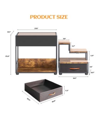 2-Level Pet Window Perch with Steps and Storage Drawer, Washable Cushion, Vintage Wood Finish