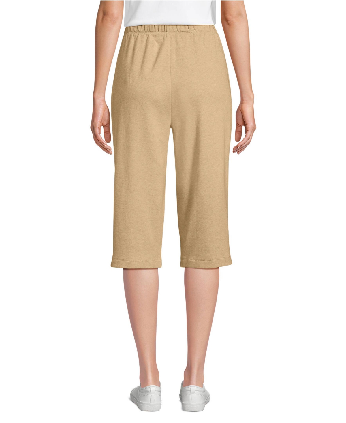 Lands' End Petite Sport Knit High Rise Elastic Waist Pull On Capri Pants