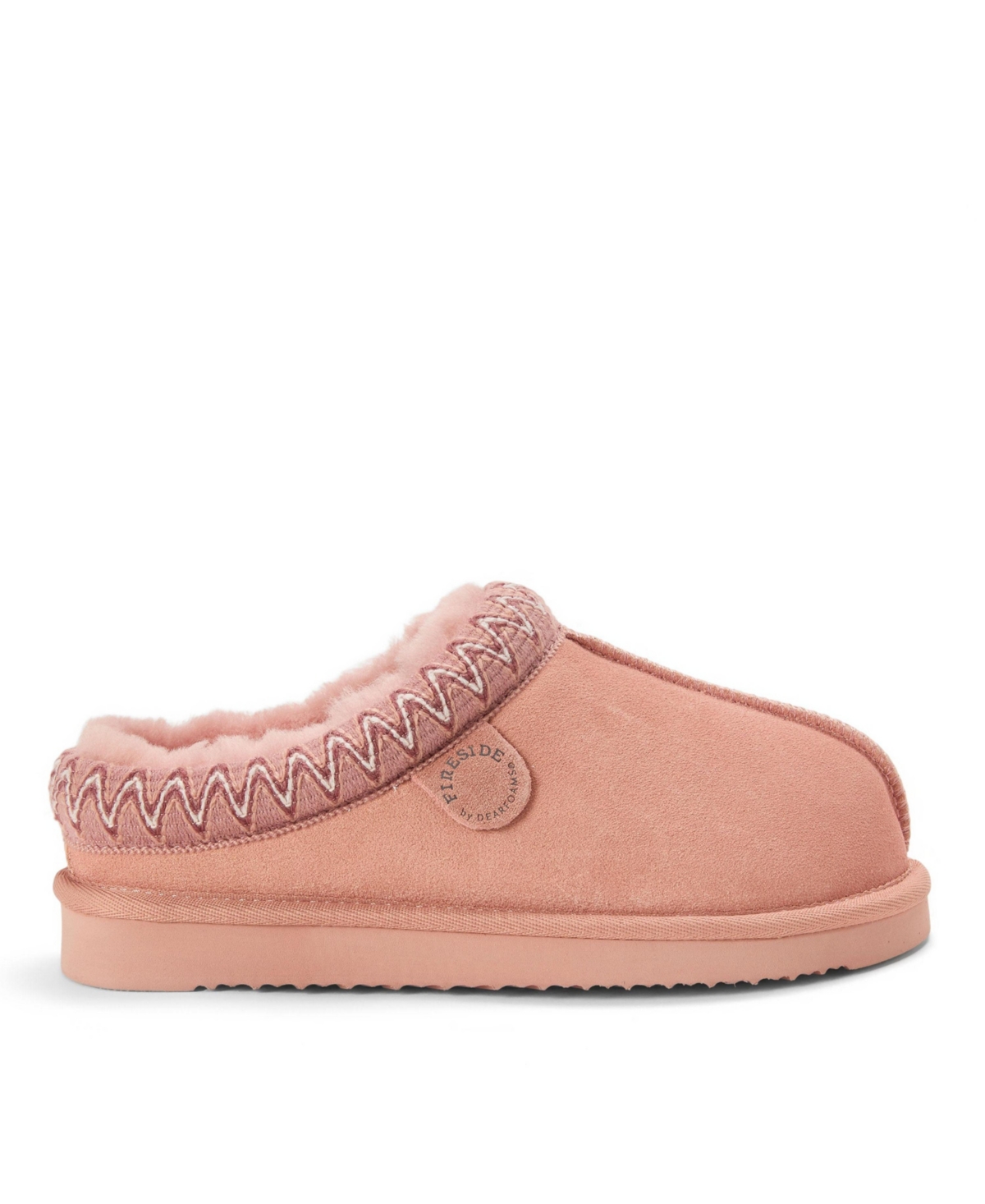 Dearfoams Women's Greta Genuine Shearling Clog Slipper with Embroidery