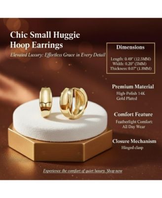 Chic Small Huggie Hoop Earrings in 14K Gold Plated
