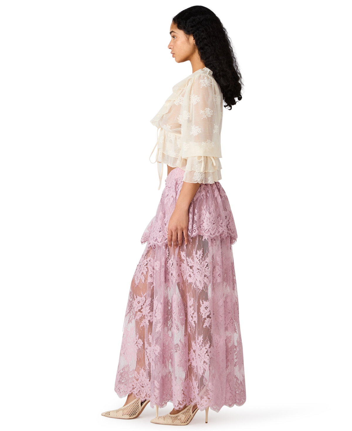 Steve Madden Women's Arietty Floral Lace Maxi Skirt