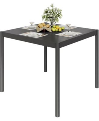 Aluminum Outdoor Metal Table for 2-4 Person,35" x 36" Rectangle Patio Dining Tables with Rectangular Non-Slip Stripe for Outiside Backyards