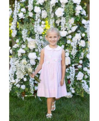 Toddler Girls Linen Look Dress With Flowers