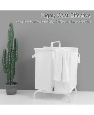 2-Tier Laundry Hamper, 110L Capacity Oxford Clothes Basket with Lid, 2 Removable Bags and Sorting Cards for Bedroom, Laundry Room