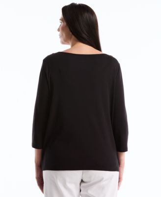 Plus Size Boat Neck Pull-On Top