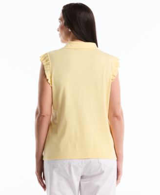 Plus Size Ruffle Sleeveless Collared Polo T-Shirt