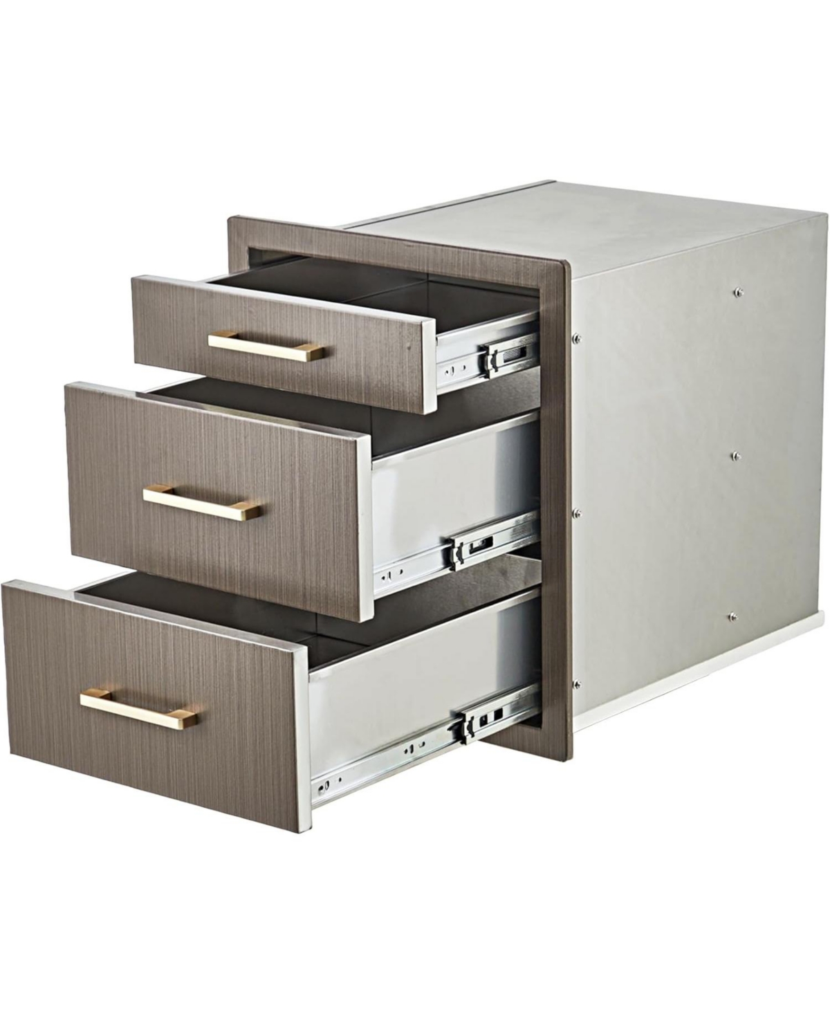 gaomon Outdoor Kitchen Drawers 17" W x 20" H x 20" D, Flush Mount Triple Bbq Drawers with Stainless Steel Handle for Outdoor