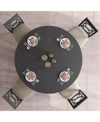 47" Round Dining Table Set for 4 to 6, Farmhouse Kitchen Table with Wooden Top and Pedestal Base, Circle Dinner Table