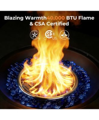 28" Square Propane Fire Pit Table, 40,000 BTU with Cover