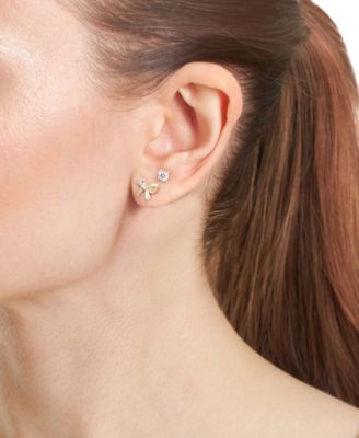 2-Pc. Cubic Zirconia Bow 14k Gold Over Sterling Silver Stud Earring Set