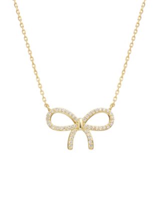 Cubic Zirconia 14k Gold Over Bow Necklace