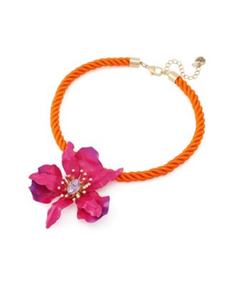 Pink Hothouse Bloom Orchid Pendant Statement Necklace