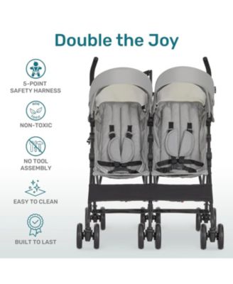 Baby Twin Venture Umbrella Stroller, Multi Backrest Positions, Adjustable & Removable Canopy Double Stroller, 360°Swivel Wheels with Locks
