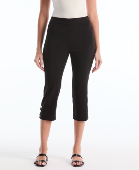 Женские брюки Rafaella Petite Button Detail Capri, цвет: Чёрный