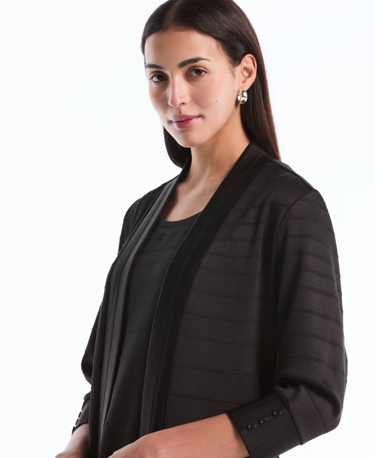 Rafaella Petite Ottoman Knit Cardigan Sweater