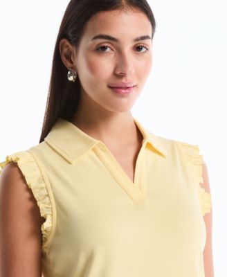 Petite Ruffle Sleeveless Polo Shirt