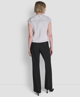 Women's City Ponte Knit Cap-Sleeve Crew Neck Top