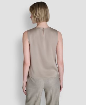 Women's Woven Sleeveless Crew Neck Top