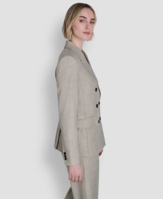 Women's Windowpane Double-Breasted Notch Collar Jacket