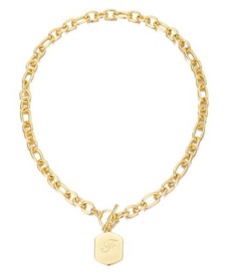 Gold Monogram Initial Chunky Toggle Necklace