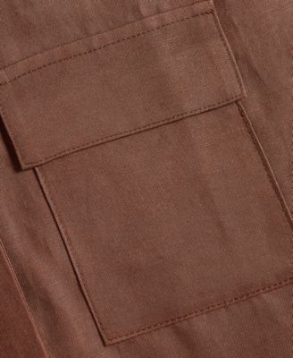 Petite Linen-Blend Short-Sleeve Button-Front Shirt