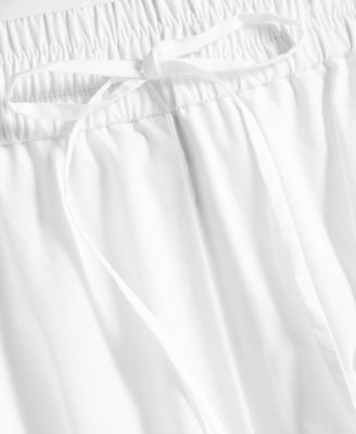 Petite Solid Pleated Drawstring Midi Skirt