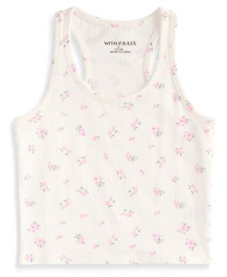 Girls' 7-16 Cotton Floral Tank Top