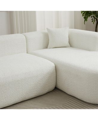 109.4" L-Shaped Modular Sectional Sofa Right Chaise Chenille Fabric Cloud Sofa with 2 Pillows