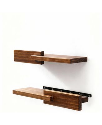 Solid Hardwood Floating Shelves, Reversible, Easy Mount