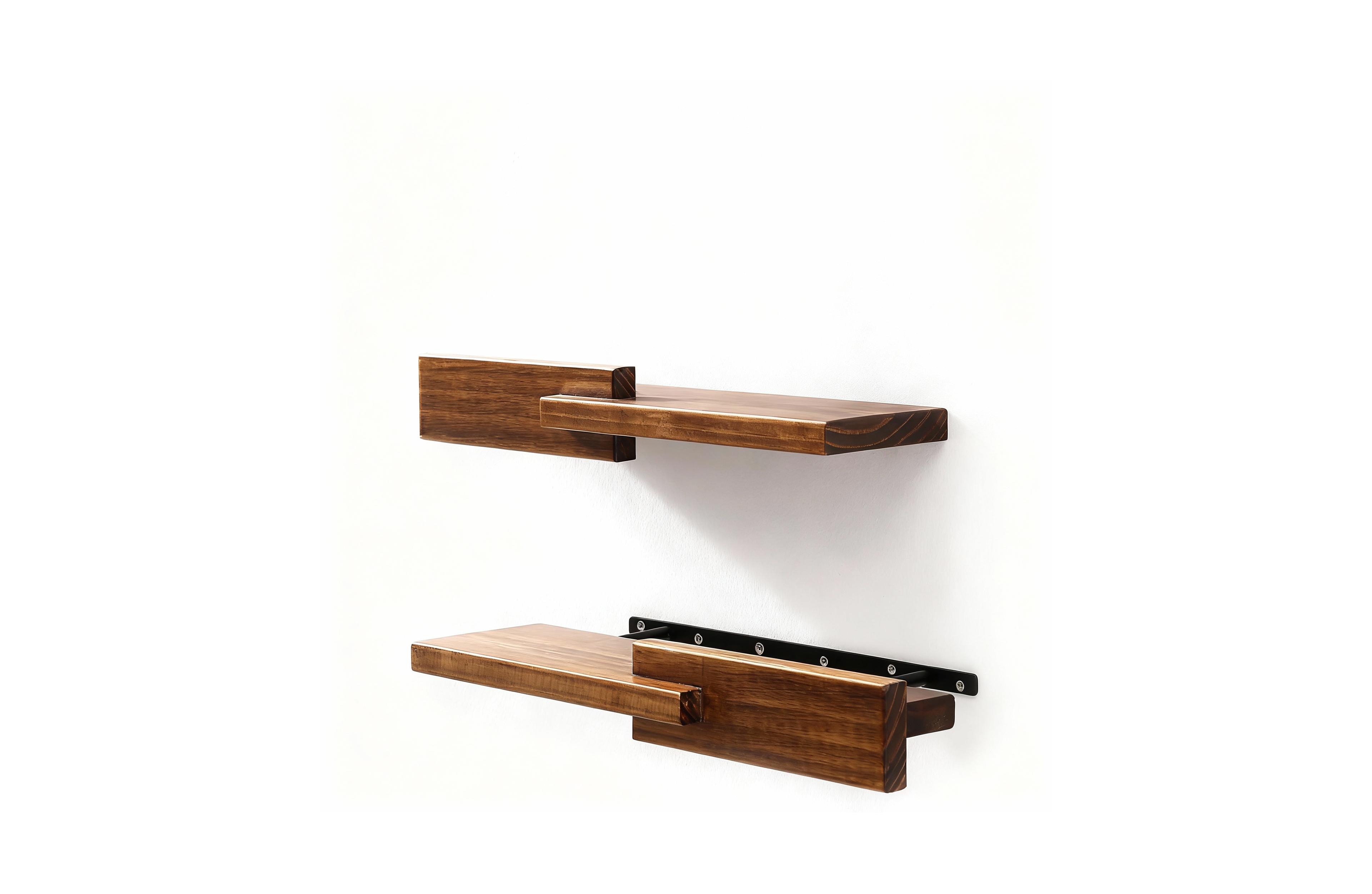 Yigii Solid Hardwood Floating Shelves, Reversible, Easy Mount