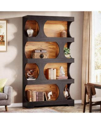 4-Shelf Asymmetrical Bookcase with Classic Design for Home Office