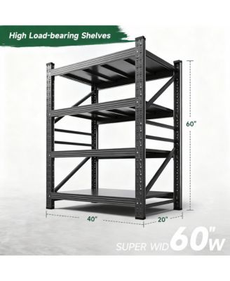 YIGII Heavy Duty40" W x 60" H Garage Shelving, 4-Tier, Adjustable, 2000 lbs Capacity