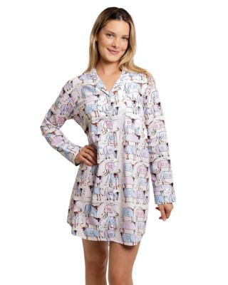 Women's Organic Cotton Poplin Button Down Pajama Night Shirt