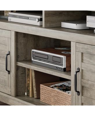 63" MDF Rustic Farmhouse TV Stand for 70" TVs, Height-Adjustable Shelves Media Console