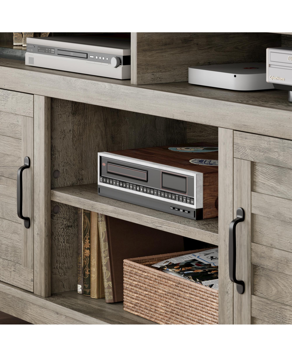 gaomon 63" Mdf Rustic Farmhouse Tv Stand for 70" TVs, Height-Adjustable Shelves Media Console