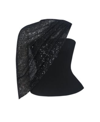 Women's Quinette Peplum Top with Beaded Asymmetrical Cape