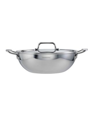 Utsava Tri-Ply Clad Stainless Steel 3.75-Quart Covered Kadai