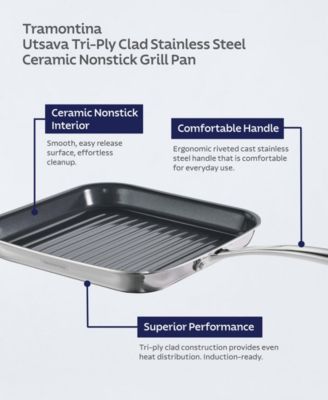Utsava Tri-Ply Clad Stainless Steel 8" Grill Pan