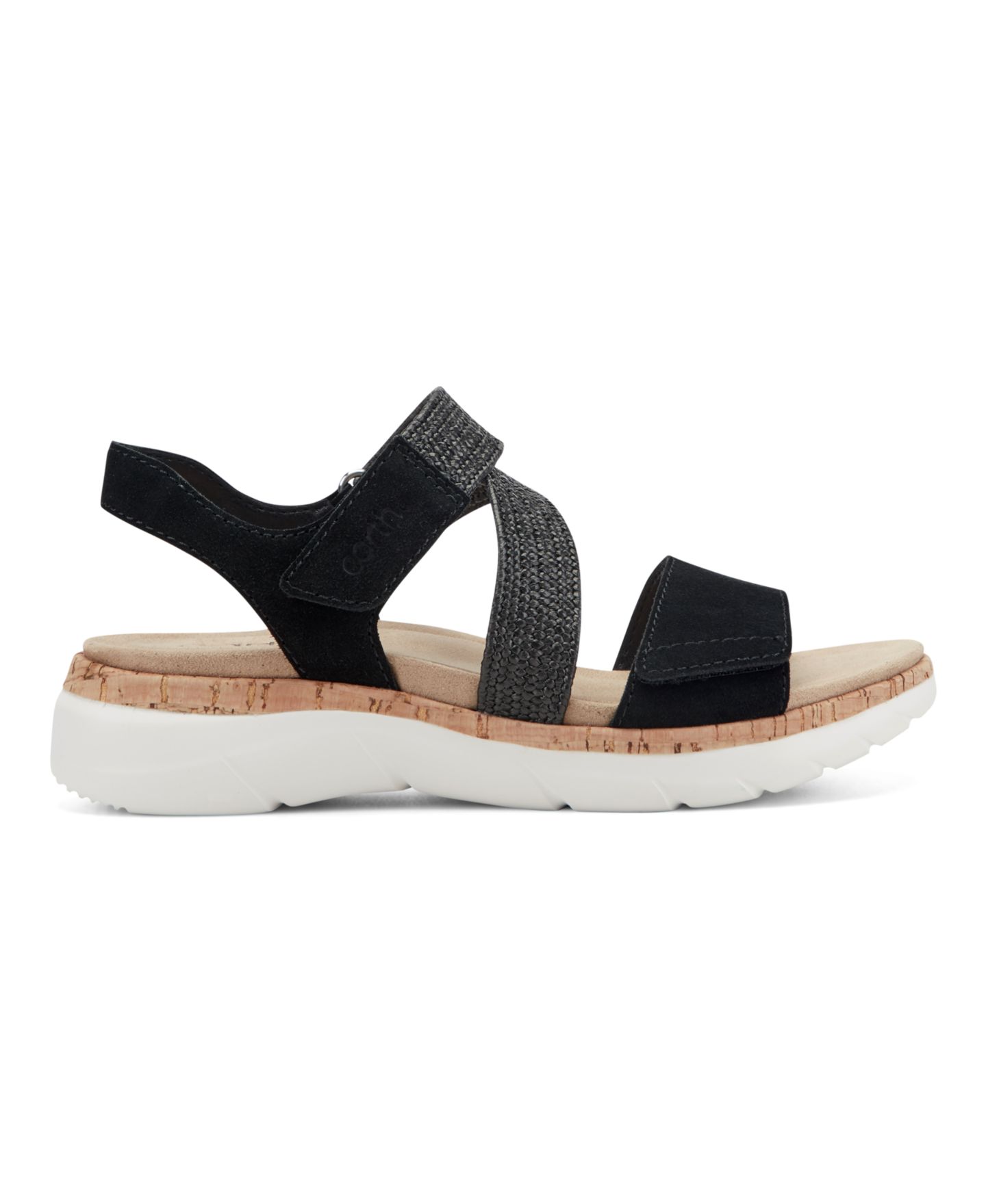 Женские сандалии Earth Reston Strappy Low Wedge, цвет: Чёрный замшевый / Чёрный — фото 2
